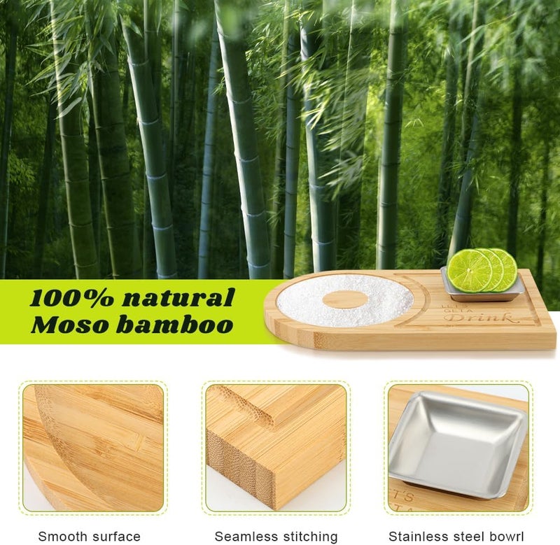 Ranjaner Margarita Salt Rimmer Set, Bamboo Wood Glass Rimmer, Home Bar Party Cocktail Set, Bartender Tool for Cocktails, Sugar and Salt Rimmer for Wide Glasses up to 4.7" - Image 3